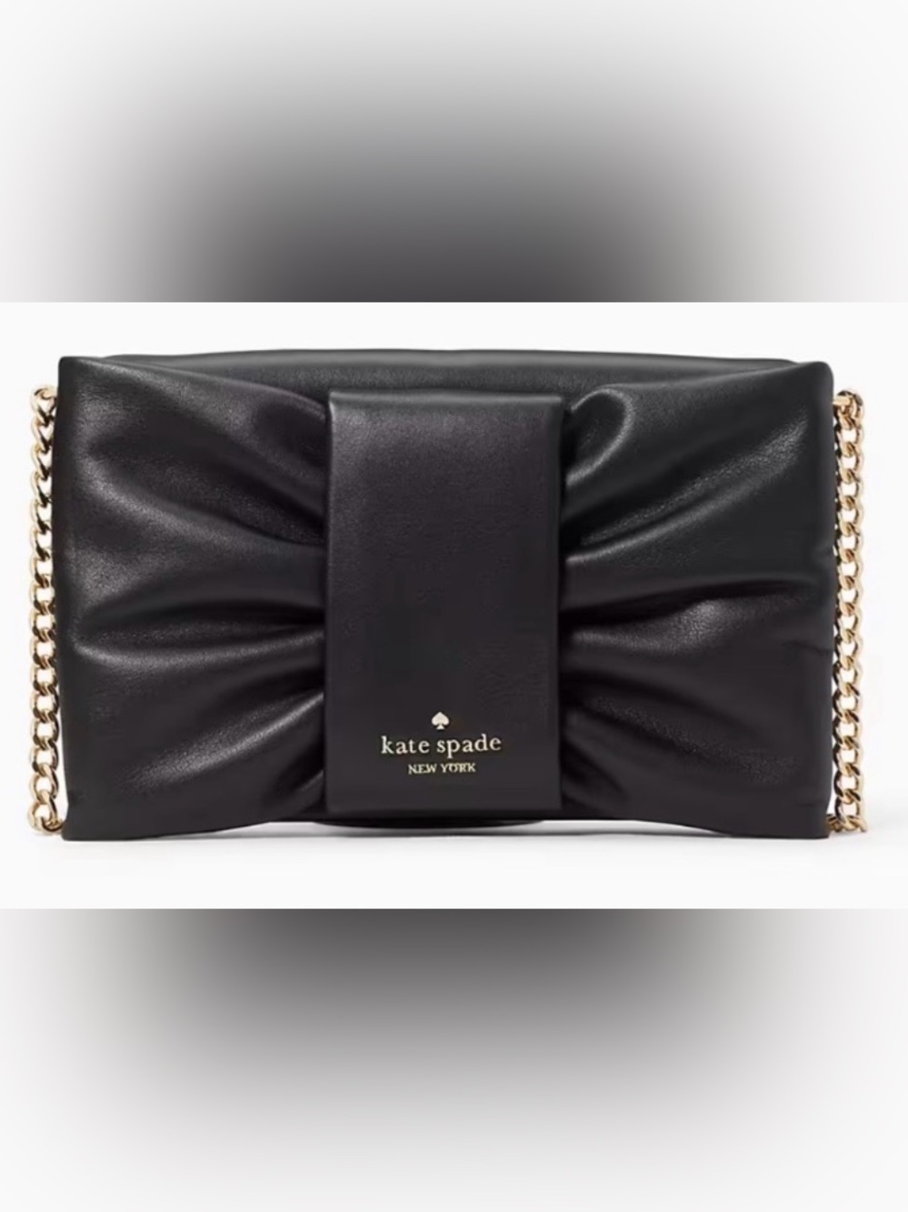 Kate Spade Millie Bow Flap Chain Wallet Crossbody, Black NWT